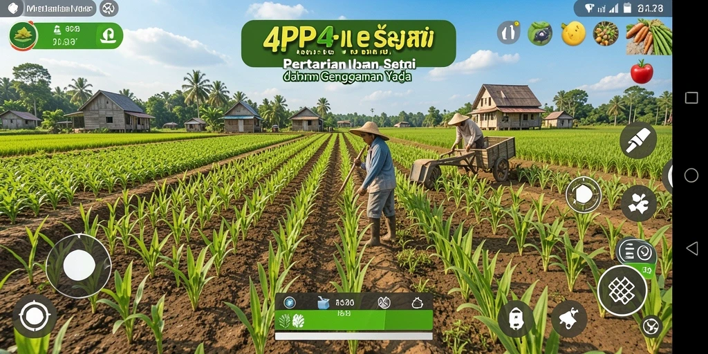 Screenshot gameplay 4P4P menampilkan keindahan ladang dan tanaman.
