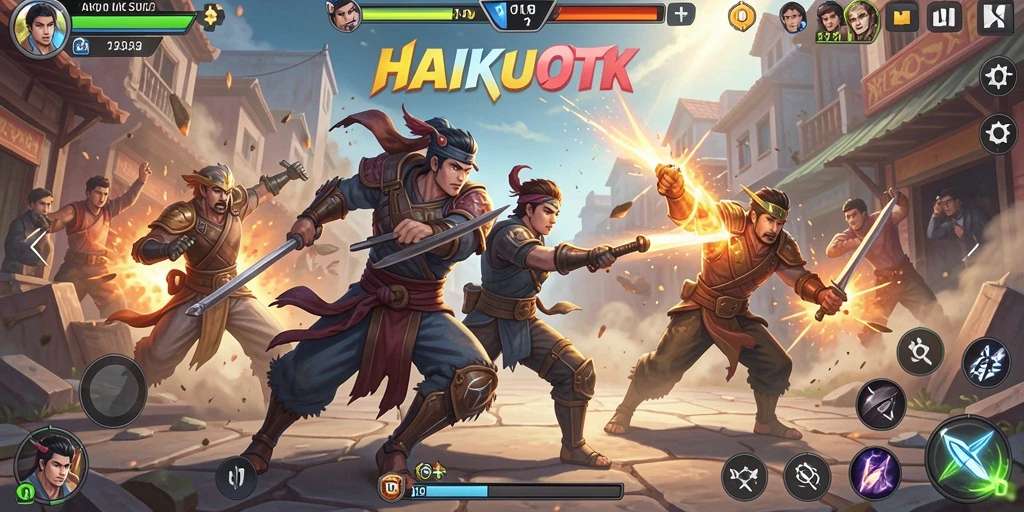 Gameplay HAIKUOTK yang menegangkan dengan pertarungan karakter.