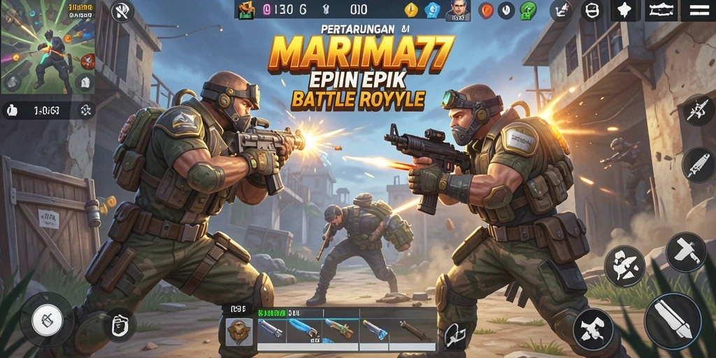 Gameplay seru di pulau dengan pertempuran intens dalam MARIMA77.