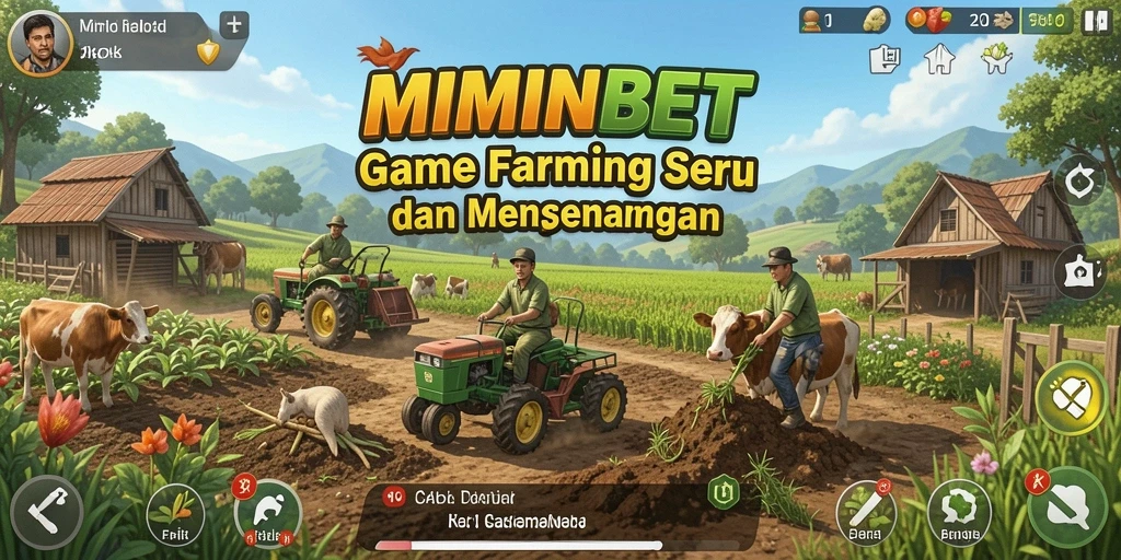 Tangkapan layar gameplay MIMINBET menampilkan kebun dengan tanaman subur.