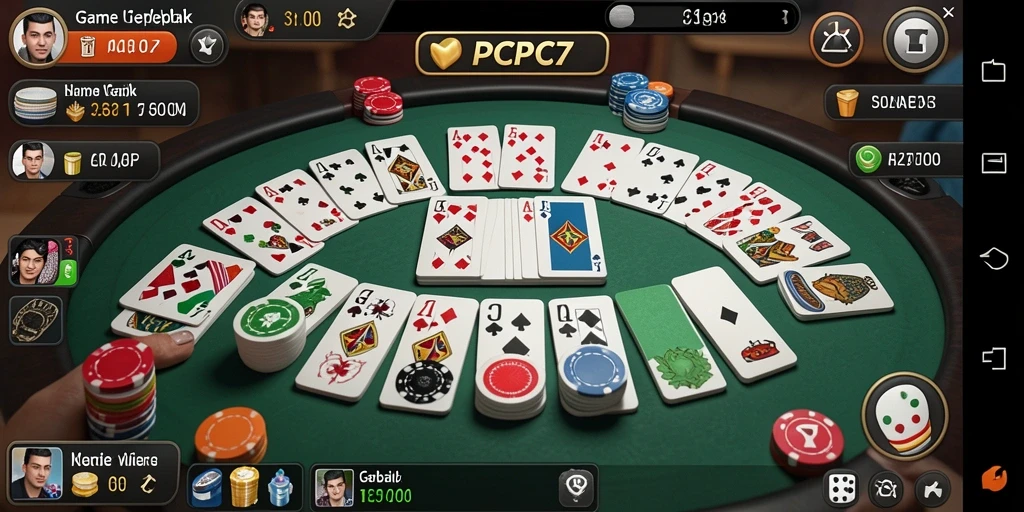 Tampilan gameplay seru dalam PCPC7 yang menunjukkan pertarungan Gaple menarik.